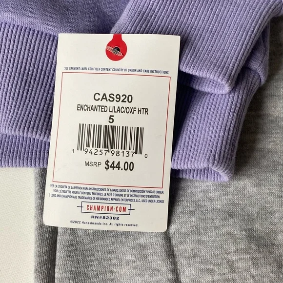 Champion Enchanted Lilac Kids Hoodie with Pink Tag Detail - Picture 3 of 5